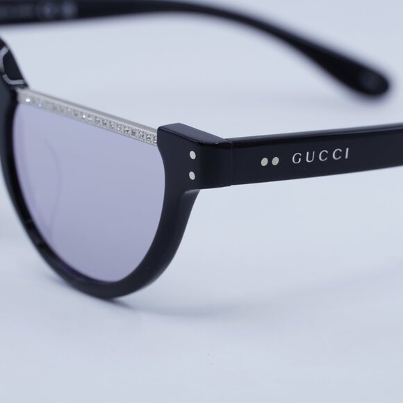 Gucci GG1368S 001 Sunglasses Black Oval Frame, Grey Mirror Lenses - Picture 9 of 12